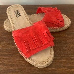 Karl Lagerfeld Red Suede Espadrille Sandal 6.5